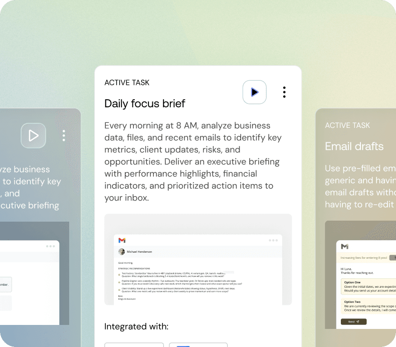 Crush goals interface showing task management and email drafts