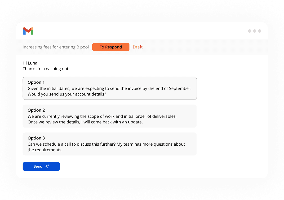 KINGO inbox interface showing email management and drafts